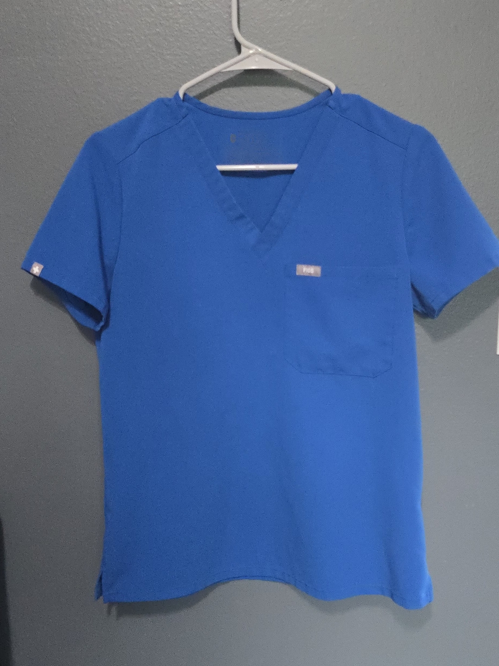 Figs Royal Blue V-Neck Short Sleeve Medical Scrub Top
